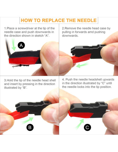 Agujas de repuesto Hadwoer para tocadiscos de vinilo LP - 2 piezas