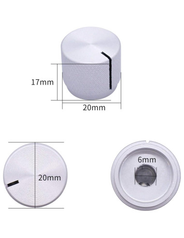 Perilla de Control Rotativa Taiss Aluminio Plateado 20x17mm