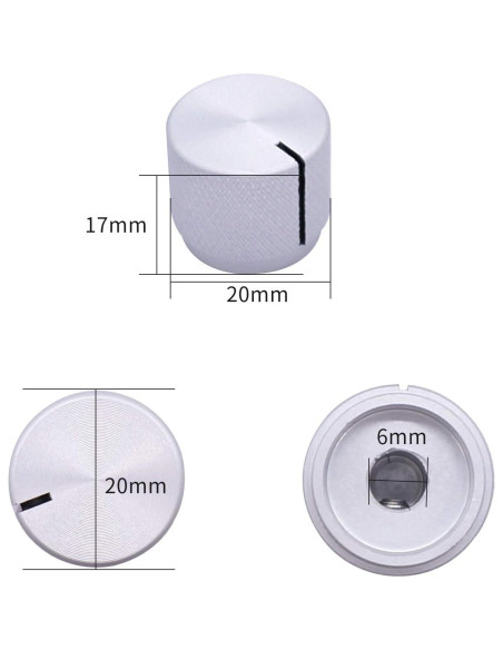 Perilla de Control Rotativa Taiss Aluminio Plateado 20x17mm