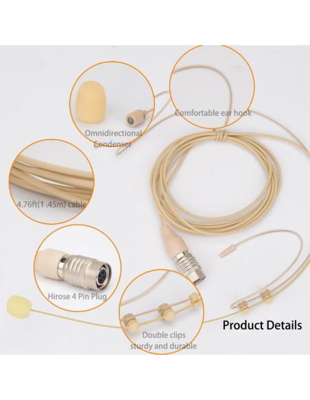 Micrófono de Diadema YXG Beige para Audio-Technica AT-803