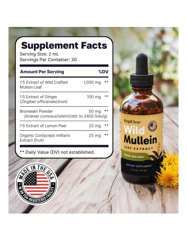 Gotas de Mullein Respiclear 59 ml con Jengibre y Limón