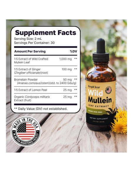 Gotas de Mullein Respiclear 59 ml con Jengibre y Limón