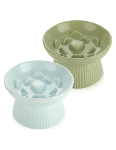 Tazón Elevado para Gatos STARVAST 2 Piezas Cerámica 15cm
