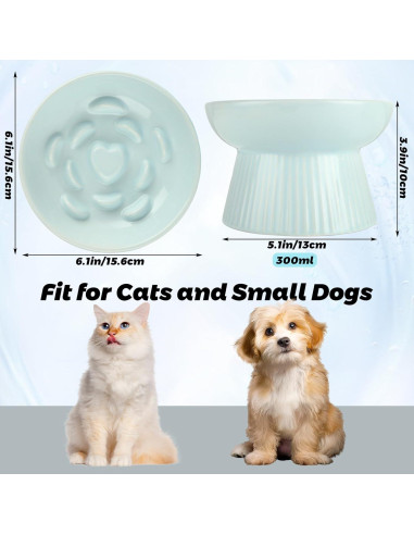 Tazón Elevado para Gatos STARVAST 2 Piezas Cerámica 15cm