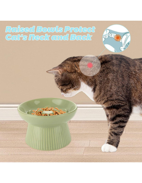 Tazón Elevado para Gatos STARVAST 2 Piezas Cerámica 15cm