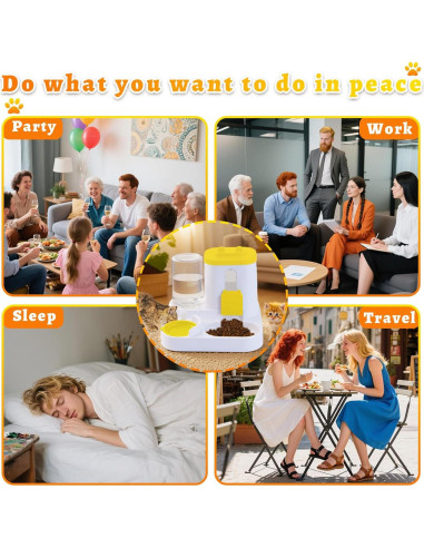 Comedero y dispensador de agua Jia Xi 2 en 1 para gatos 2L