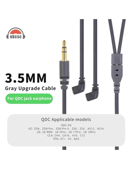 Cable de Reemplazo HBC13 okcsc 2 Pines QDC 1.22m OFC Plata