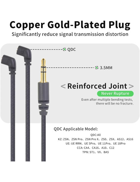 Cable de Reemplazo HBC13 okcsc 2 Pines QDC 1.22m OFC Plata