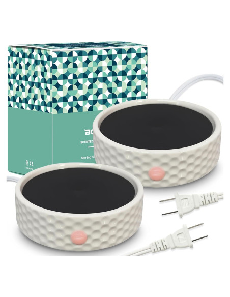 Plato Calentador de Velas Eléctrico Bobolyn Cerámico 2 Piezas