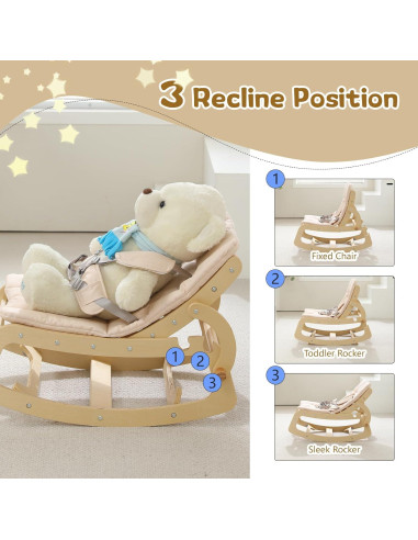 Silla Mecedora 3 en 1 Ergonomica WTTBA8001 Beige para Bebés