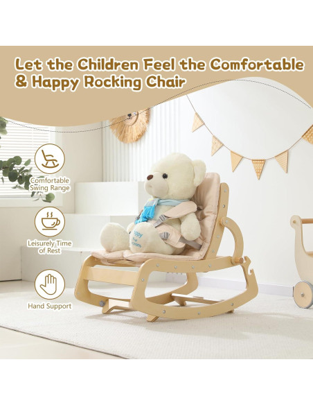 Silla Mecedora 3 en 1 Ergonomica WTTBA8001 Beige para Bebés