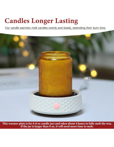 Plato Calentador de Velas Eléctrico Bobolyn Cerámico 2 Piezas
