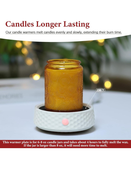 Plato Calentador de Velas Eléctrico Bobolyn Cerámico 2 Piezas