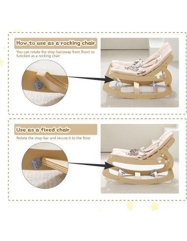 Silla Mecedora 3 en 1 Ergonomica WTTBA8001 Beige para Bebés