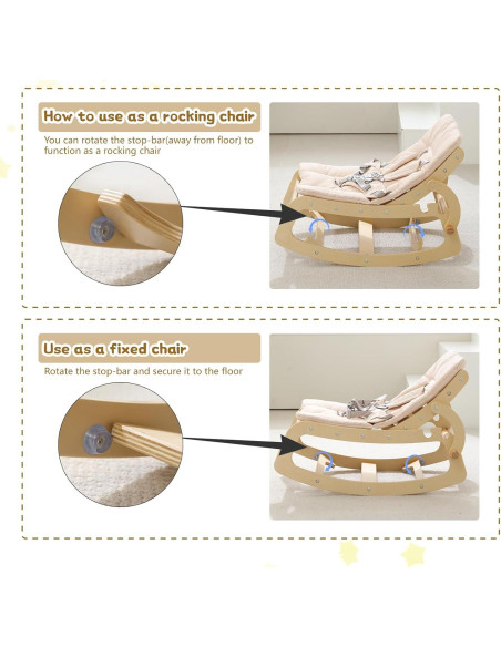 Silla Mecedora 3 en 1 Ergonomica WTTBA8001 Beige para Bebés
