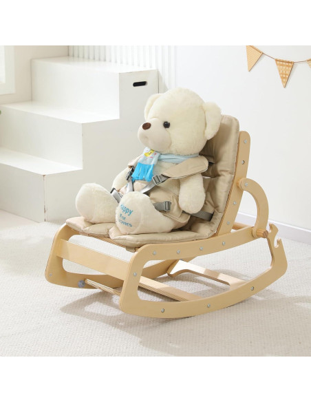 Silla Mecedora 3 en 1 Ergonomica WTTBA8001 Beige para Bebés