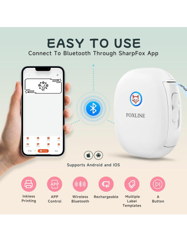 Impresora Térmica Mini de Etiquetas FOXLINE F10 Bluetooth