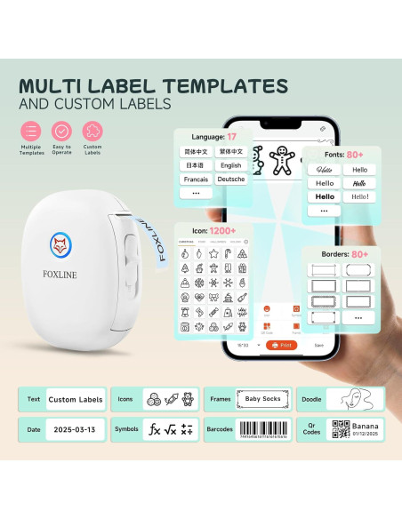 Impresora Térmica Mini de Etiquetas FOXLINE F10 Bluetooth