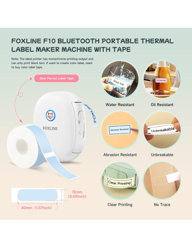 Impresora Térmica Mini de Etiquetas FOXLINE F10 Bluetooth