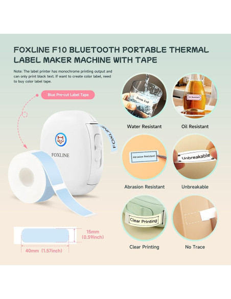 Impresora Térmica Mini de Etiquetas FOXLINE F10 Bluetooth