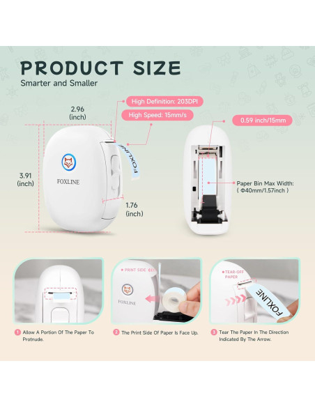Impresora Térmica Mini de Etiquetas FOXLINE F10 Bluetooth