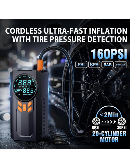 Arrancador de Batería Portátil WNDFLV JN-088D 5000A con Compresor