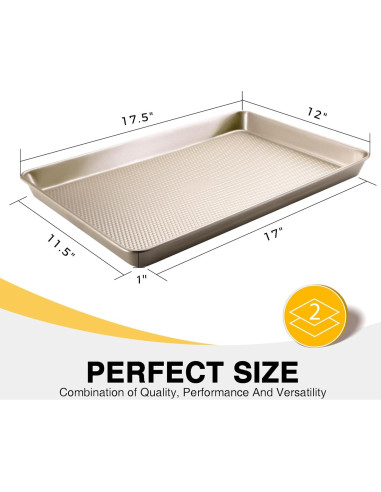 HONGBAKE Juego de 2 Bandejas para Hornear Antiadherentes 44.5 cm