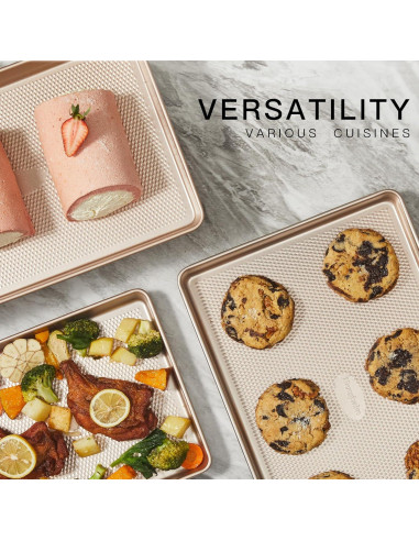 HONGBAKE Juego de 2 Bandejas para Hornear Antiadherentes 44.5 cm