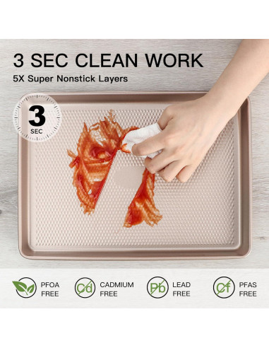 HONGBAKE Juego de 2 Bandejas para Hornear Antiadherentes 44.5 cm