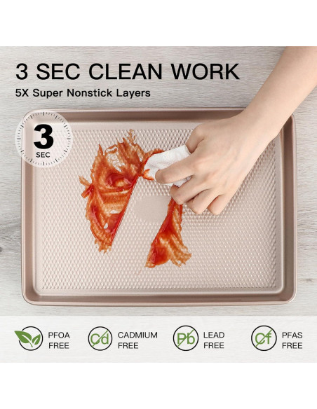 HONGBAKE Juego de 2 Bandejas para Hornear Antiadherentes 44.5 cm