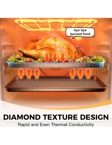 HONGBAKE Juego de 2 Bandejas para Hornear Antiadherentes 44.5 cm