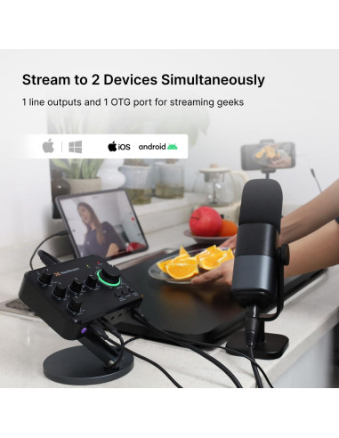 Interfaz de Audio AMIX20B - Mezclador 8 Canales, Bluetooth, 48V