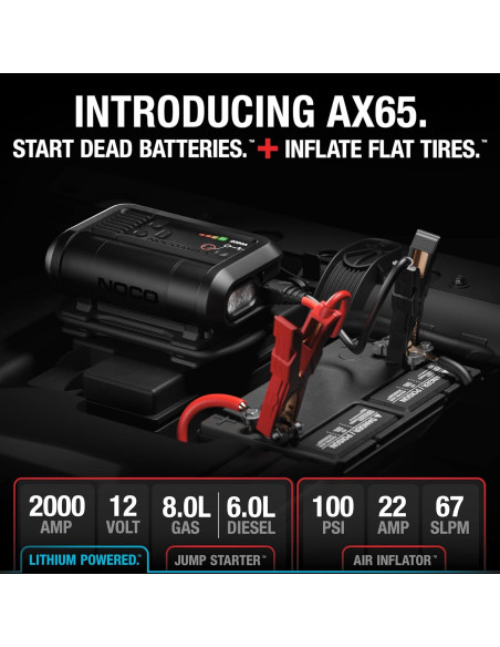 Arrancador de Salto NOCO AX65 2000A con Inflador de Neumáticos