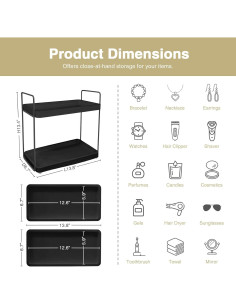 Organizador de Encimera de Baño Forbena Negro 2 Niveles 2