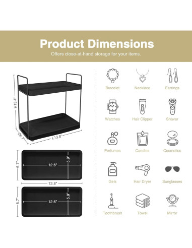 Organizador de Encimera de Baño Forbena Negro 2 Niveles