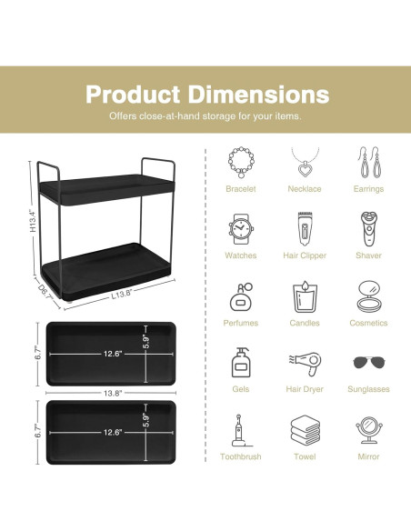 Organizador de Encimera de Baño Forbena Negro 2 Niveles