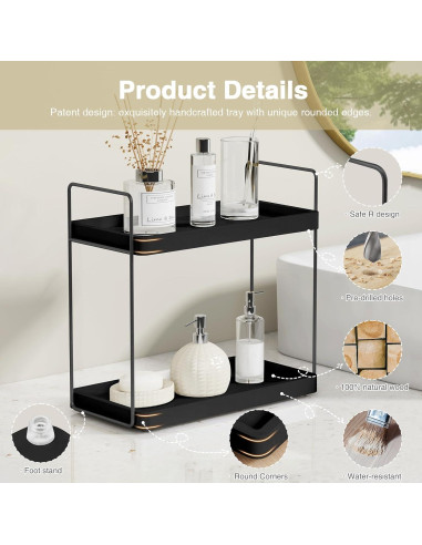 Organizador de Encimera de Baño Forbena Negro 2 Niveles