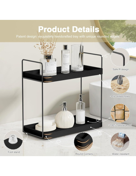 Organizador de Encimera de Baño Forbena Negro 2 Niveles