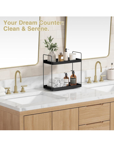 Organizador de Encimera de Baño Forbena Negro 2 Niveles