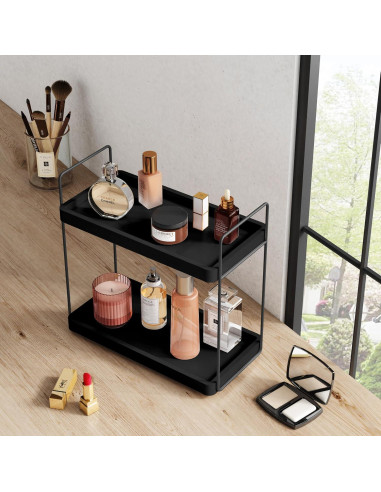 Organizador de Encimera de Baño Forbena Negro 2 Niveles