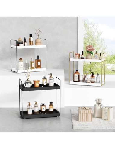 Organizador de Encimera de Baño Forbena Negro 2 Niveles