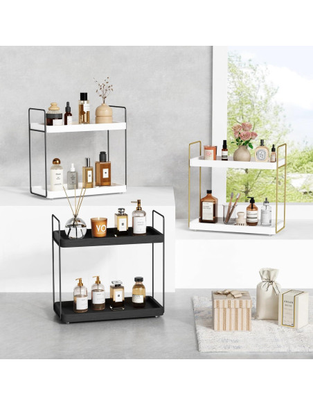 Organizador de Encimera de Baño Forbena Negro 2 Niveles