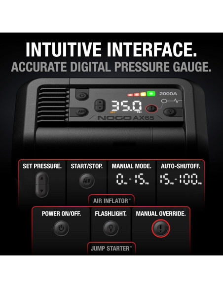 Arrancador de Salto NOCO AX65 2000A con Inflador de Neumáticos