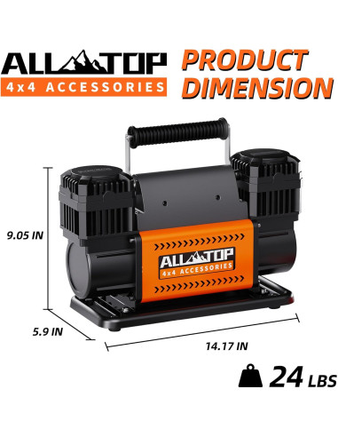 Compresor de Aire ALL-TOP ATACR300 12V 350 LPM Doble Cilindro