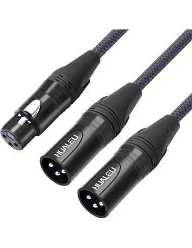 Cable Divisor Y XLR Femenino a Doble Masculino 0.61m HUALEU