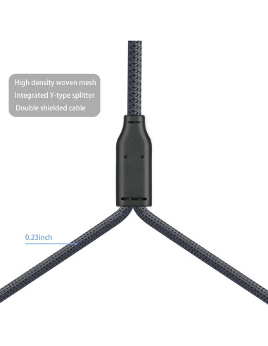 Cable Divisor Y XLR Femenino a Doble Masculino 0.61m HUALEU