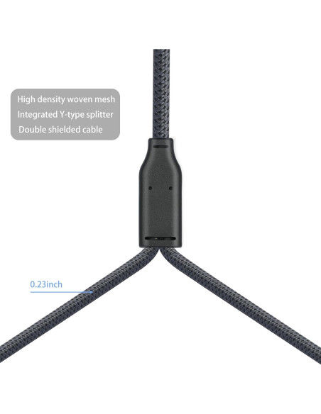 Cable Divisor Y XLR Femenino a Doble Masculino 0.61m HUALEU