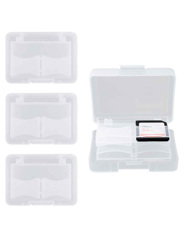 Estuche para 32 Tarjetas SD con 4 Soportes Plásticos - Transparente