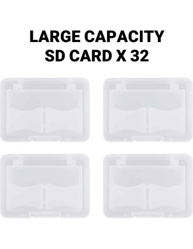 Estuche para 32 Tarjetas SD con 4 Soportes Plásticos - Transparente