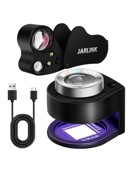 Lupa de Joyero JARLINK 30X 60X Plegable con Luz LED y UV